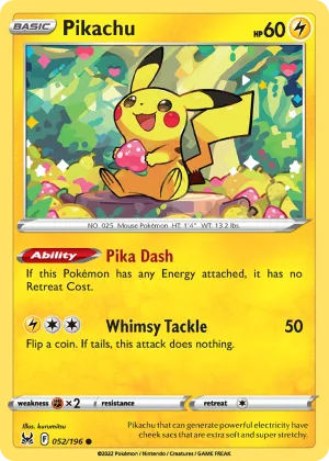 Pikachu Pokémon Lost Origin #52 Reverse Holo