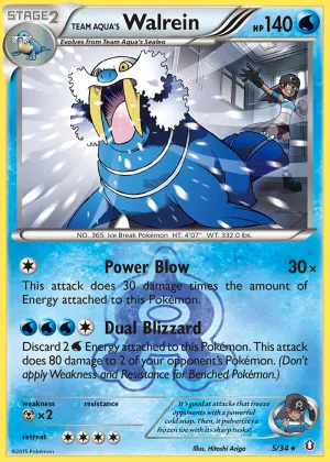 Team Aqua's Walrein Pokémon Double Crisis #5 Reverse Holo