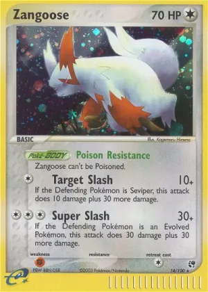 Zangoose Pokémon Sandstorm #14 Reverse Holo