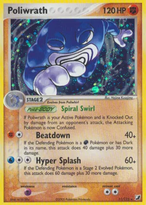 Poliwrath Pokémon Unseen Forces #11 Reverse Holo