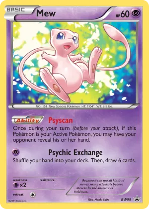 Mew Pokémon BW Black Star Promos #BW98 Holo