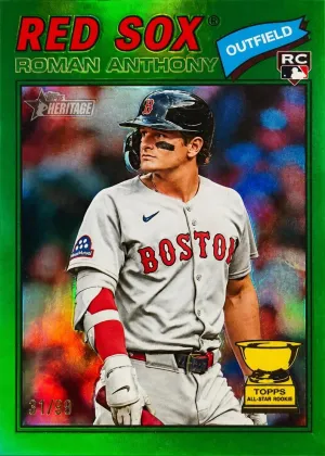 Roman Anthony 2026 Topps Heritage Chrome Baseball Green Bordered Refractor #86