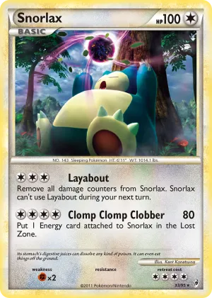 Snorlax Pokémon Call of Legends #33 Reverse Holo