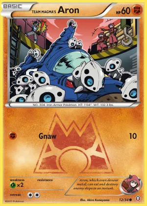 Team Magma's Aron Pokémon Double Crisis #12 Reverse Holo