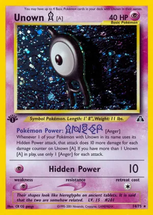 Unown [A] Pokémon Neo Discovery #14 1st Edition Holo
