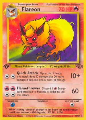 Flareon Pokémon Jungle #19 1st Edition