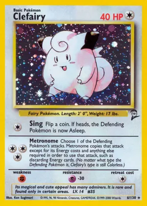 Clefairy Pokémon Base Set 2 #6 Holo