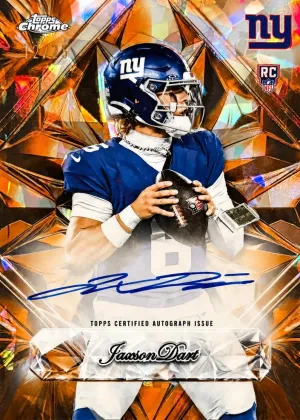 Jaxson Dart 2025 Topps Chrome Rookies Autographs Football Orange Refractor #RA-JD