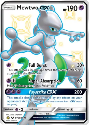 Mewtwo-GX Pokémon Hidden Fates Shiny Vault #SV59 Holo
