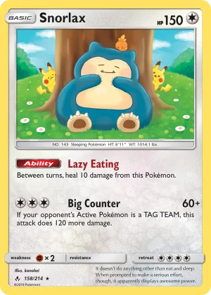 Snorlax Pokémon Unbroken Bonds #158 Holo