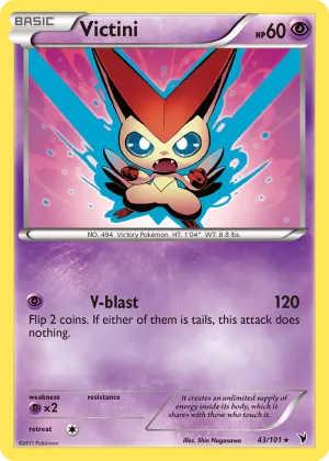 Victini Pokémon Noble Victories #43 Reverse Holo