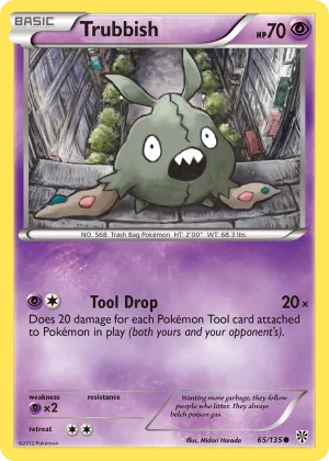 Trubbish Pokémon Plasma Storm #65 Reverse Holo