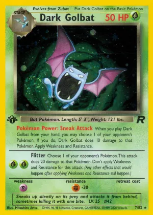 Dark Golbat Pokémon Team Rocket #7 1st Edition Holo