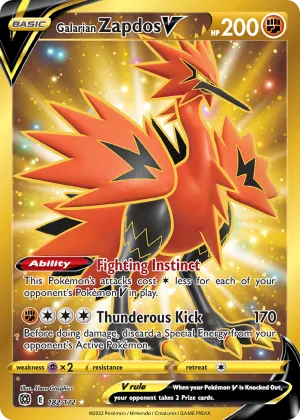 Galarian Zapdos V Pokémon Brilliant Stars #182 Holo
