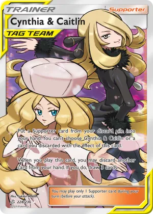 Cynthia & Caitlin Pokémon Cosmic Eclipse #228 Holo