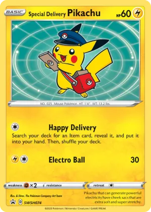 Special Delivery Pikachu Pokémon SWSH Black Star Promos #SWSH074 Holo