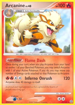 Arcanine Pokémon Secret Wonders #22 Reverse Holo