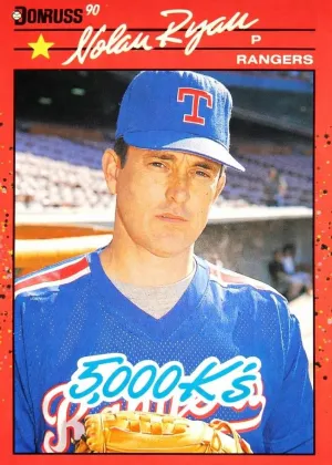 Nolan Ryan 1990 Donruss Baseball 5000 K Error #665