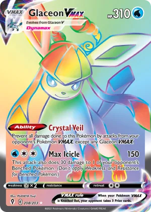 Glaceon VMAX Pokémon Evolving Skies #208 Holo