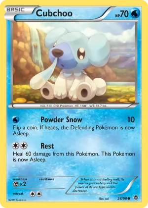 Cubchoo Pokémon Emerging Powers #28 Reverse Holo
