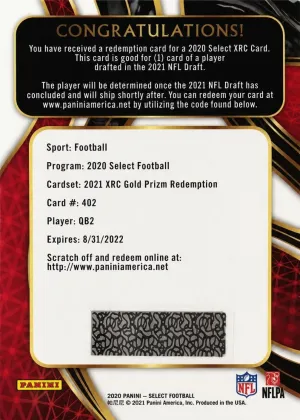 Zach Wilson 2020 Panini Select XRC Football Gold #402