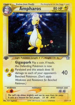 Ampharos Pokémon Neo Genesis #1 1st Edition Holo