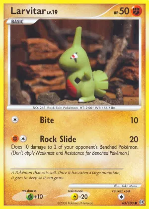 Larvitar Pokémon Stormfront #63 Reverse Holo