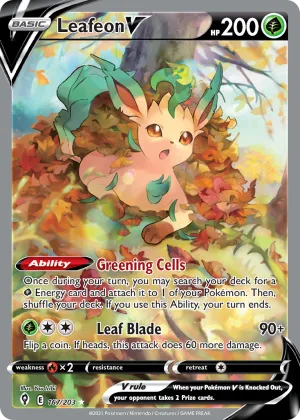 Leafeon V Pokémon Evolving Skies #167 Holo