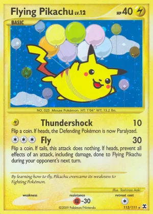 Flying Pikachu Pokémon Rising Rivals #113 Holo