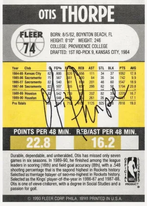 Otis Thorpe 1990 Fleer Basketball #74