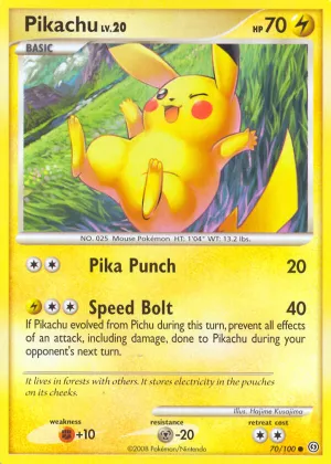 Pikachu Pokémon Stormfront #70 Reverse Holo