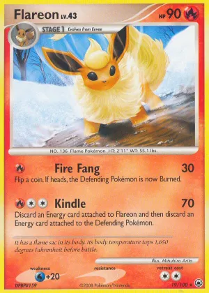 Flareon Pokémon Majestic Dawn #19 Reverse Holo