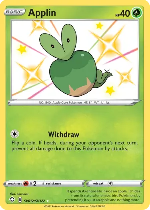 Applin Pokémon Shining Fates Shiny Vault #SV012 Holo