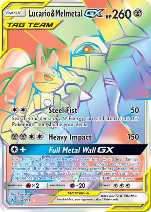 Lucario & Melmetal-GX Pokémon Unbroken Bonds #224 Holo