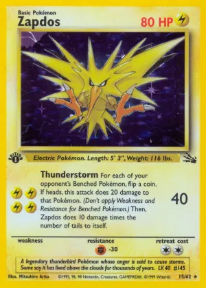 Zapdos Pokémon Fossil #15 Unlimited Holo