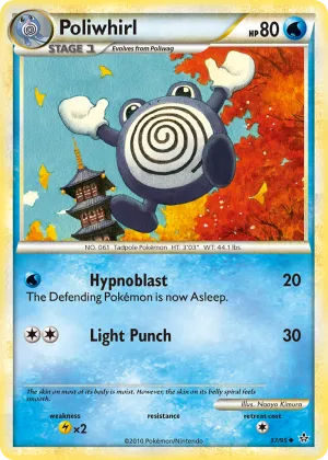Poliwhirl Pokémon HS—Unleashed #37 Reverse Holo