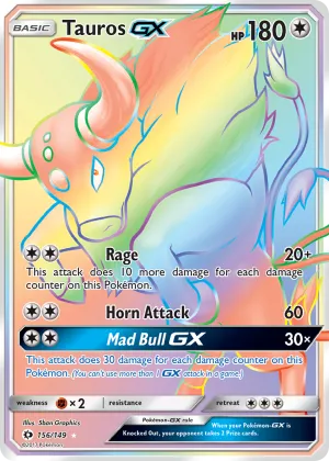 Tauros-GX Pokémon Sun & Moon #156 Holo
