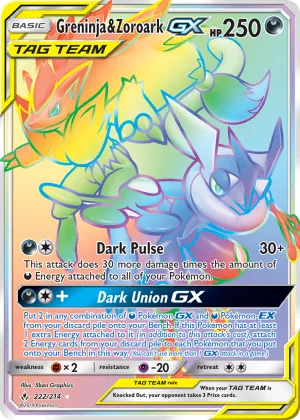 Greninja & Zoroark-GX Pokémon Unbroken Bonds #222 Holo