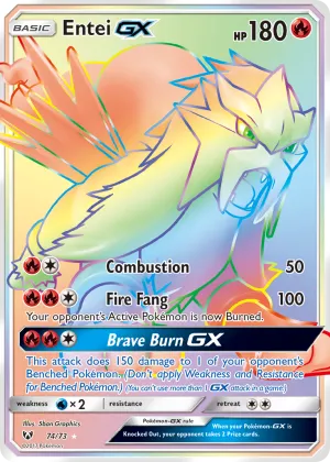 Entei-GX Pokémon Shining Legends #74 Holo