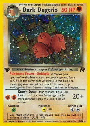 Dark Dugtrio Pokémon Team Rocket #6 1st Edition Holo