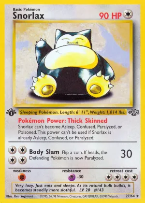 Snorlax Pokémon Jungle #27 1st Edition