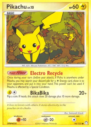 Pikachu Pokémon Mysterious Treasures #94 Reverse Holo