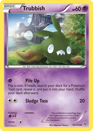 Trubbish Pokémon Plasma Storm #63 Reverse Holo