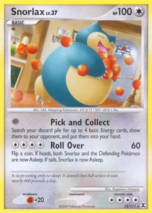 Snorlax Pokémon Rising Rivals #33 Reverse Holo