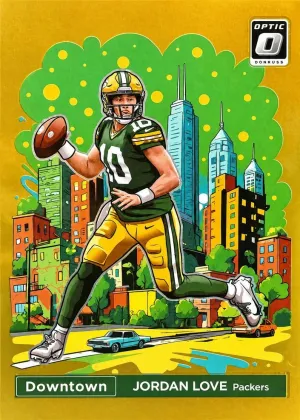 Jordan Love 2024 Panini Donruss Downtown! Football Gold #5