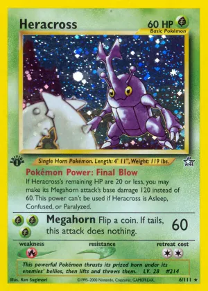 Heracross Pokémon Neo Genesis #6 Unlimited Holo