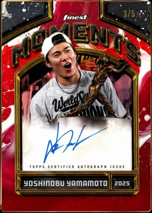 Yoshinobu Yamamoto 2026 Topps Finest Moments Autographs Baseball Red Refractor #FMA-YY