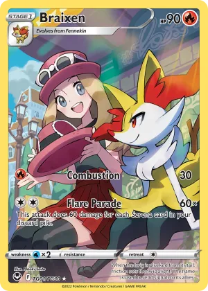 Braixen Pokémon Silver Tempest Trainer Gallery #TG01 Holo
