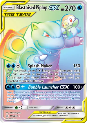Blastoise & Piplup-GX Pokémon Cosmic Eclipse #253 Holo