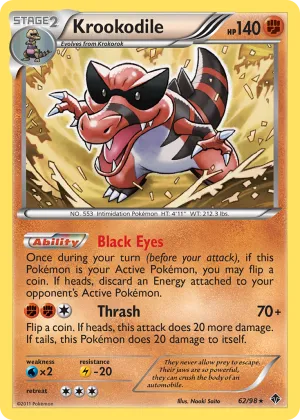 Krookodile Pokémon Emerging Powers #62 Reverse Holo